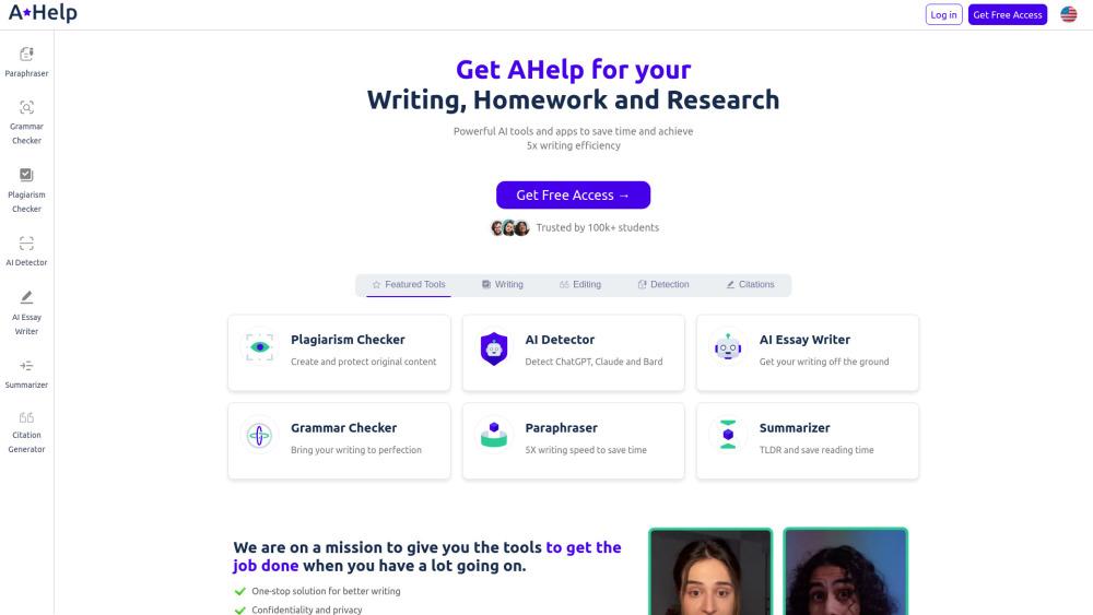 AHelp - AI-Powered Writing and Education Platform