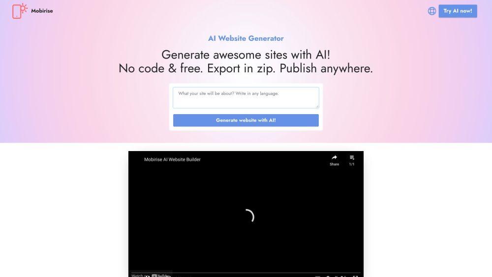 AI-Powered Website Generation Made Easy with Mobirise