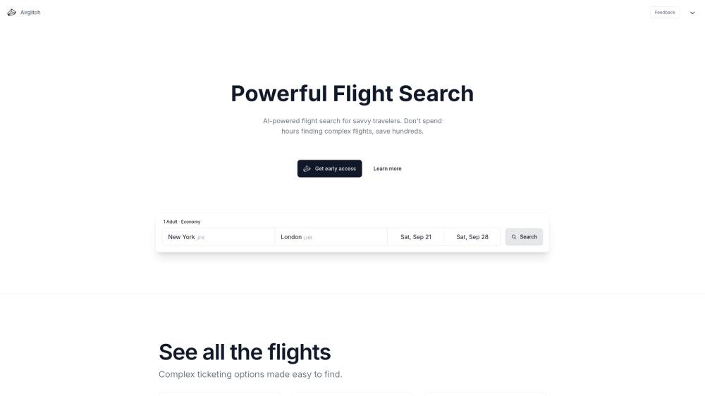 Airglitch: AI-Powered Flight Search Engine for Affordable Flights