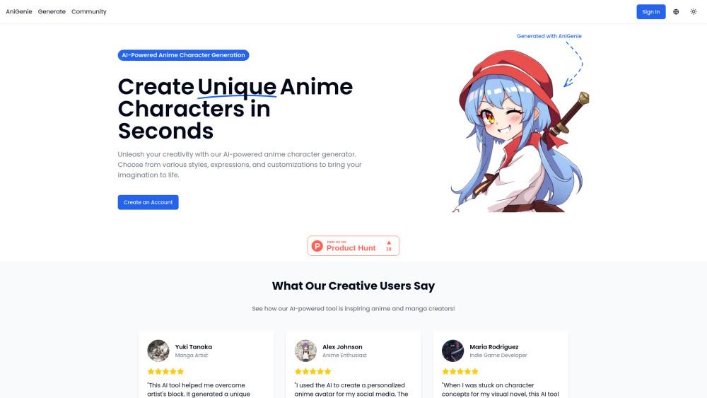 AniGenie - Revolutionize Anime Character Creation