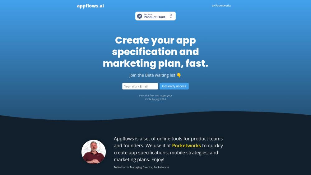 Appflows - App Specifications and Marketing Plans Made Easy