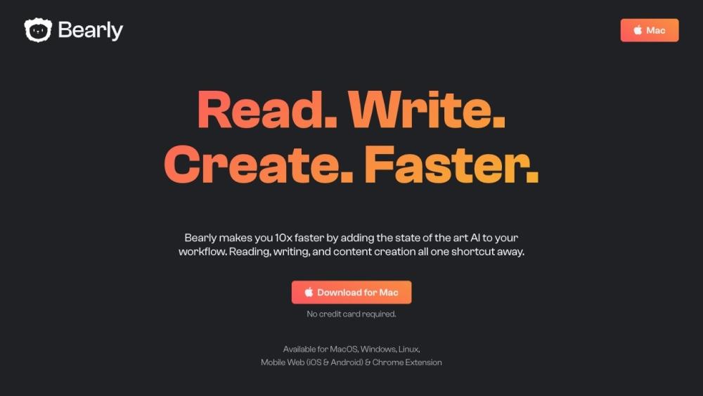Bearly - AI Writing Assistant for Enhanced Content Creation