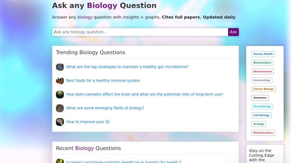 BioloGPT: AI-Powered Biology Answer Engine
