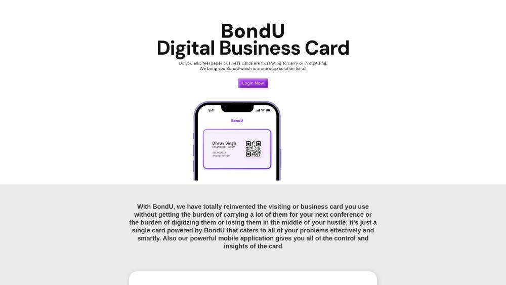 BondU - Digital Business Card with NFC Smart Card