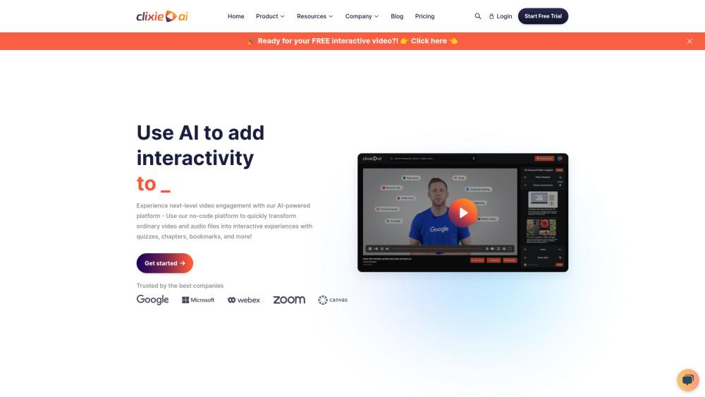 Clixie AI Interactive Video Platform