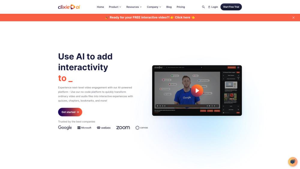 Clixie AI Interactive Video Platform