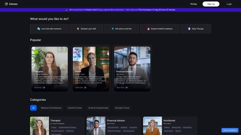 AI-Powered Virtual Companions and Expert Advisors: Clones
