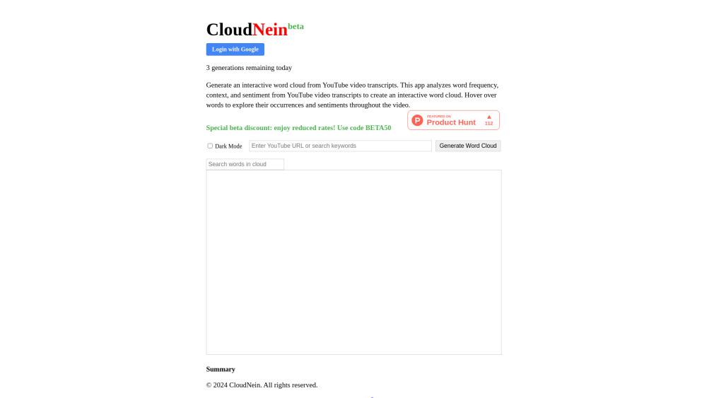 CloudNein: Unlocking Insights from YouTube Video Transcripts