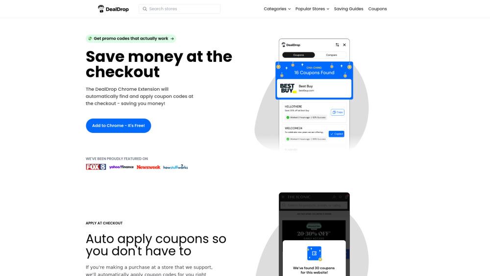 DealDrop - Auto Coupon Applier and Price Comparison Tool