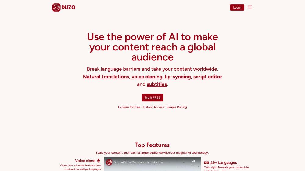 Duzo AI Video Translations