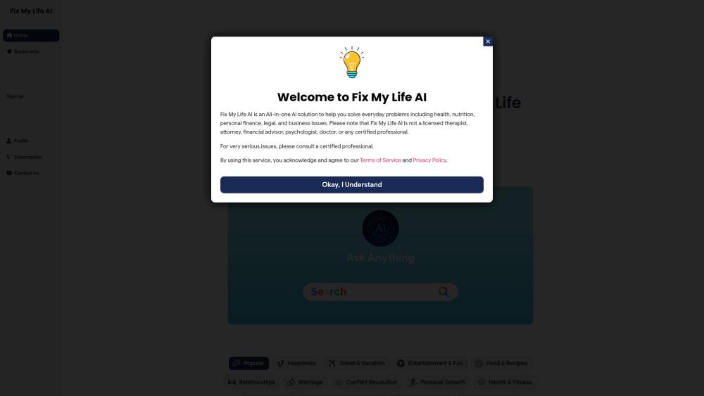 Fix My Life AI - Personalized Solutions to Life Challenges