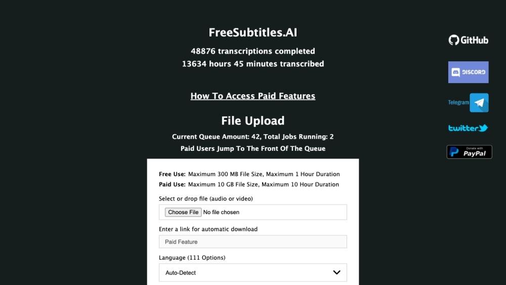 FreeSubtitles.AI - AI Transcription and Translation