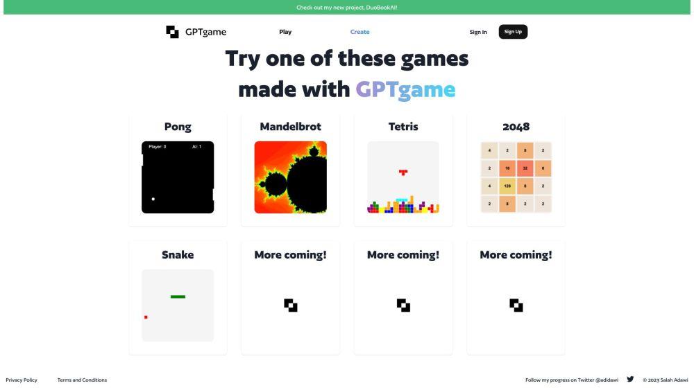 GPTGame - Instant Text-to-Game Platform