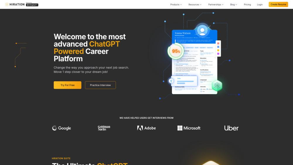 Hiration - AI Resume Builder for Professional CVs