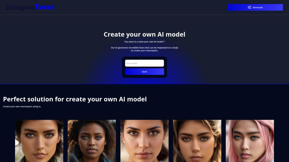 ImaginaFaces - Create Custom AI Models with Photorealistic Faces