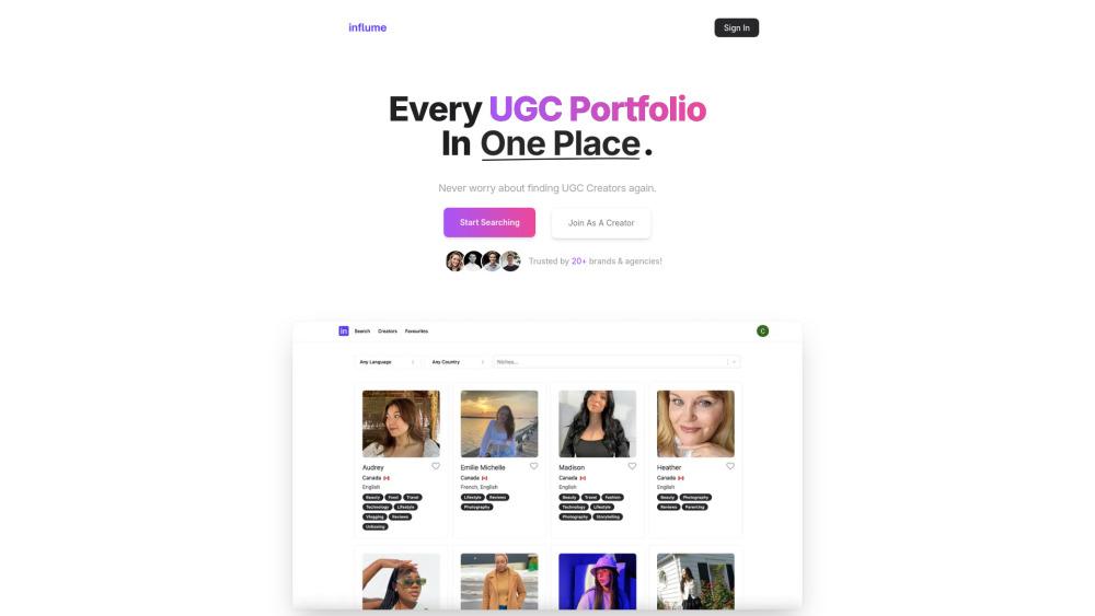 Influme - AI-Powered UGC Creator Platform for Brands