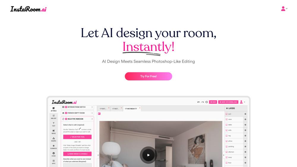 InstaRoom: Instant Interior Design and Visualization
