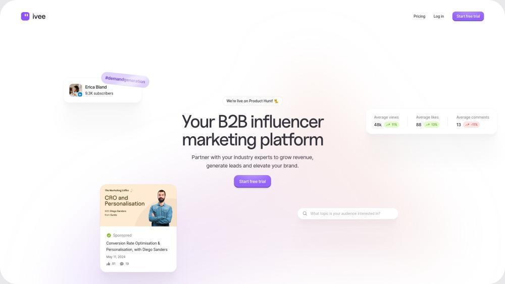 Ivee - B2B Influencer Marketing Platform for Revenue Growth