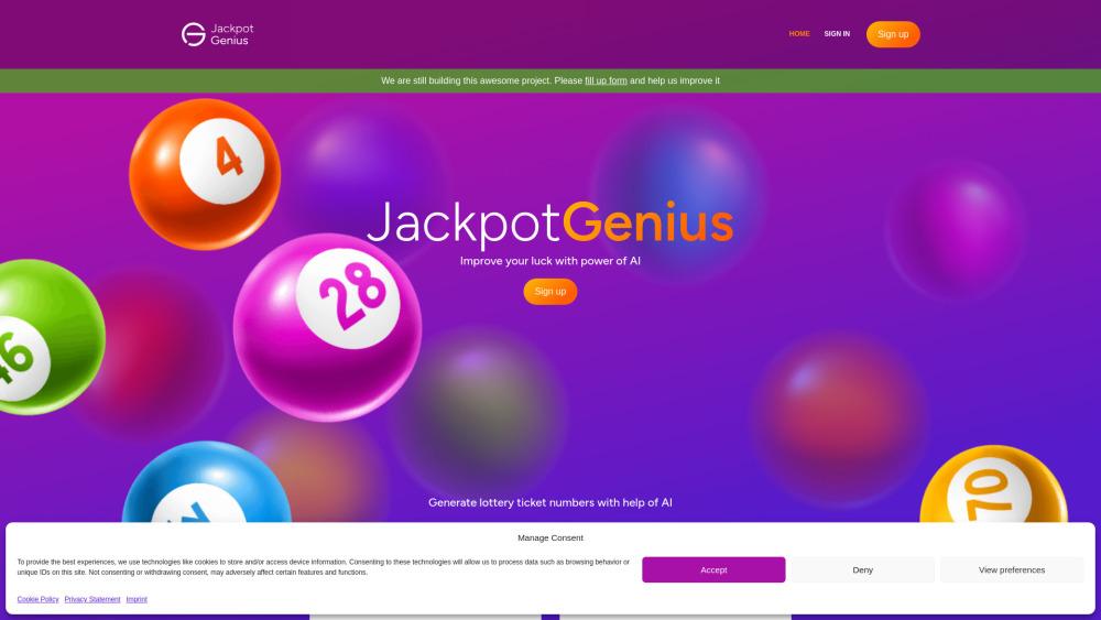 Jackpot Genius - AI Lottery Number Prediction Tool