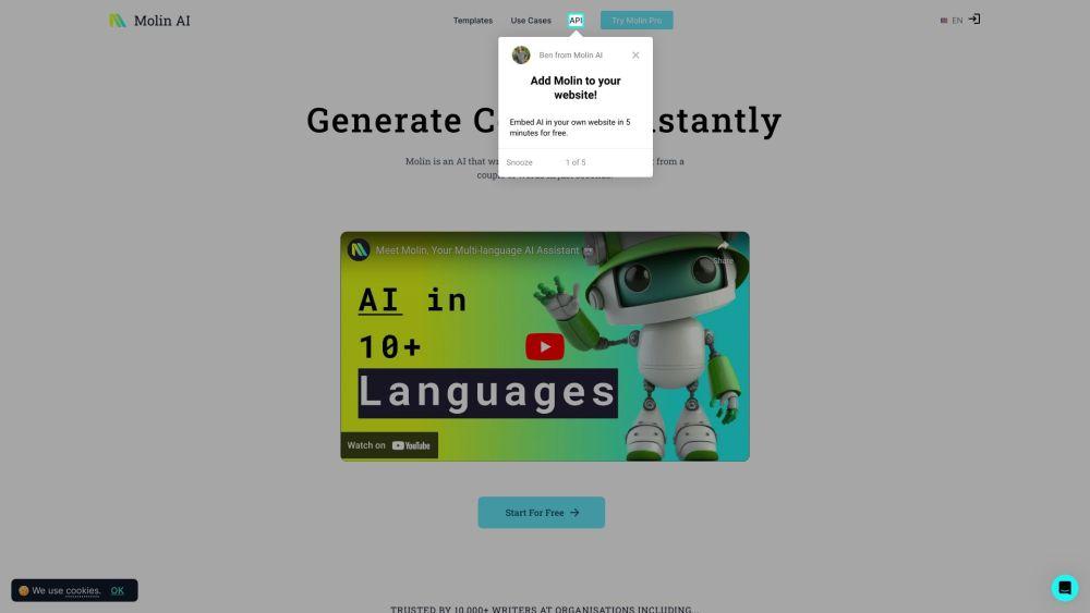 Molin - AI-Powered E-commerce Support & Sales Assistant