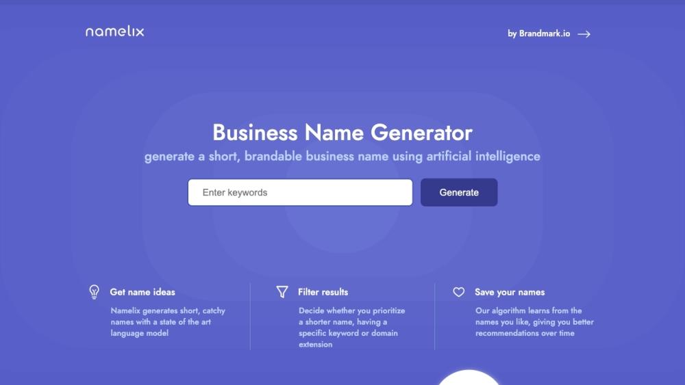 Namelix - AI Business Name Generator for Unique Branding