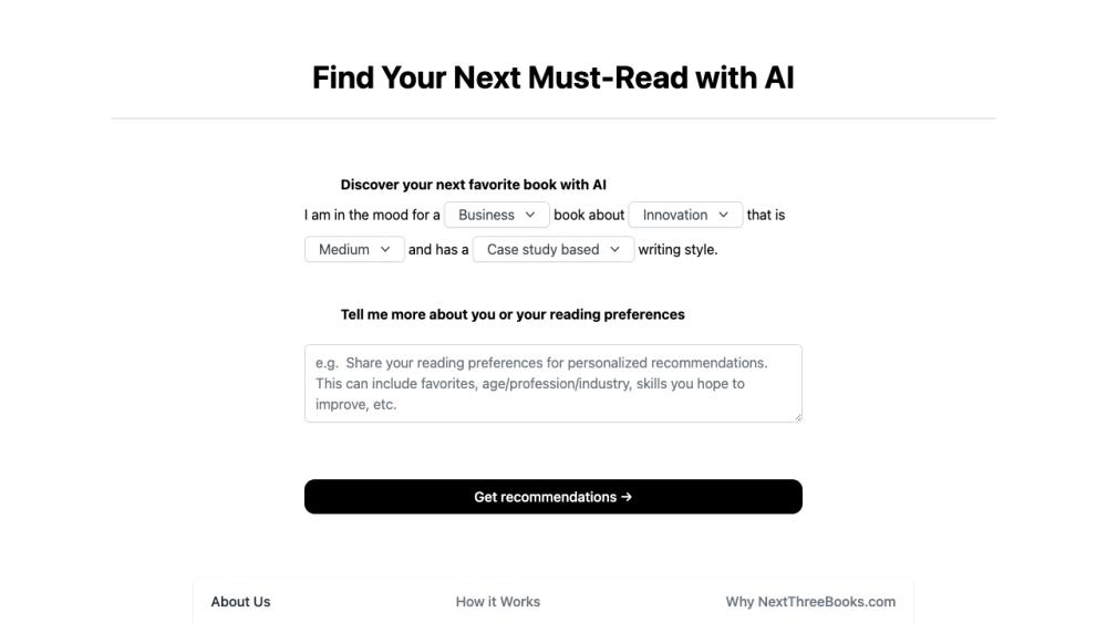 NextThreeBooks - AI Book Recommendations