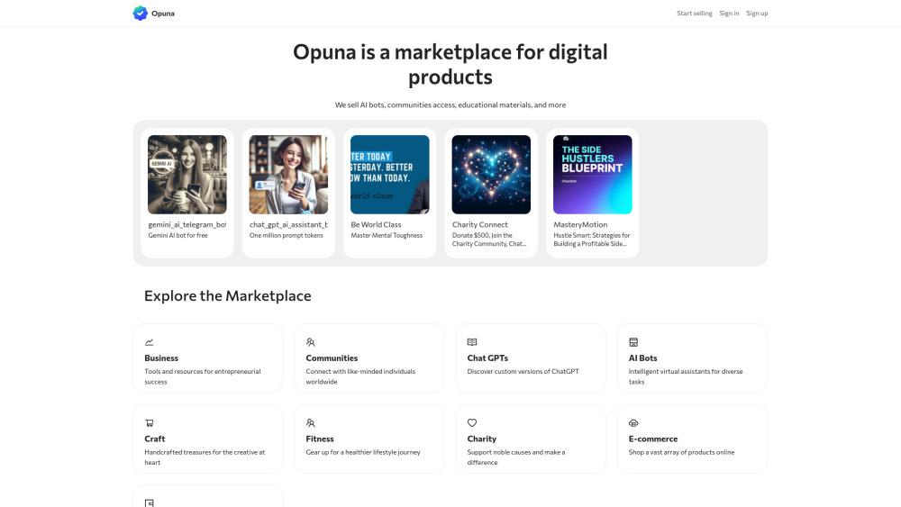 Opuna Marketplace - Your All-in-One Digital Product Hub