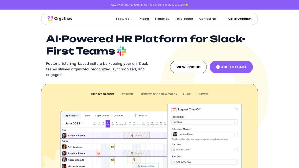 OrgaNice - AI HR Platform for Slack