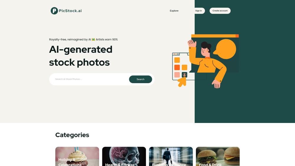 PicStock.ai - High-Quality AI Stock Photos with Exclusive Revenue Share Model