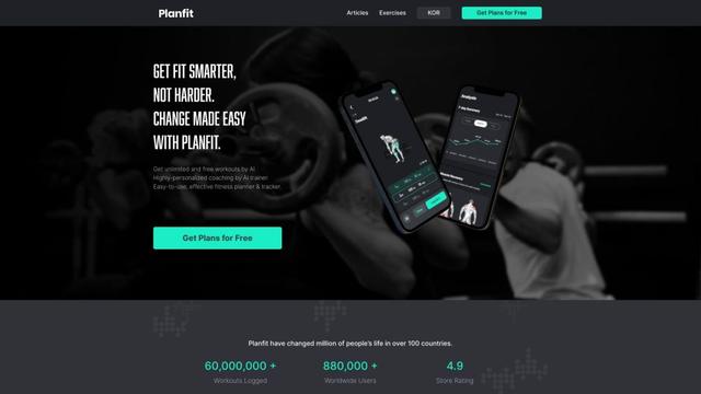 Planfit: Gym Home Workouts & Fitness Plan by AI