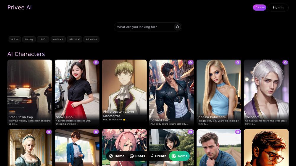 Privee AI: Unleash Your Creativity with AI-Powered Virtual Characters