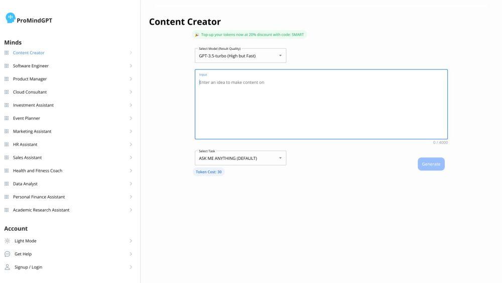 ProMindGPT - AI Powered Content Generation