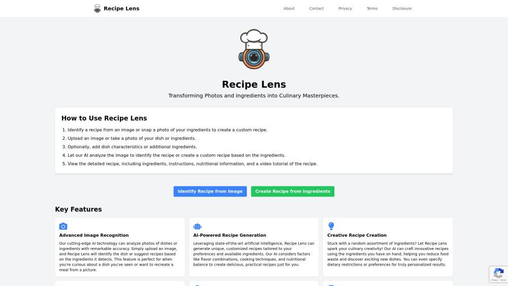Recipe Lens - AI App for Recipe Identification & Custom Creation