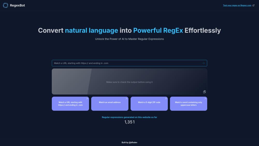 RegexBot: Convert Natural Language to Regex