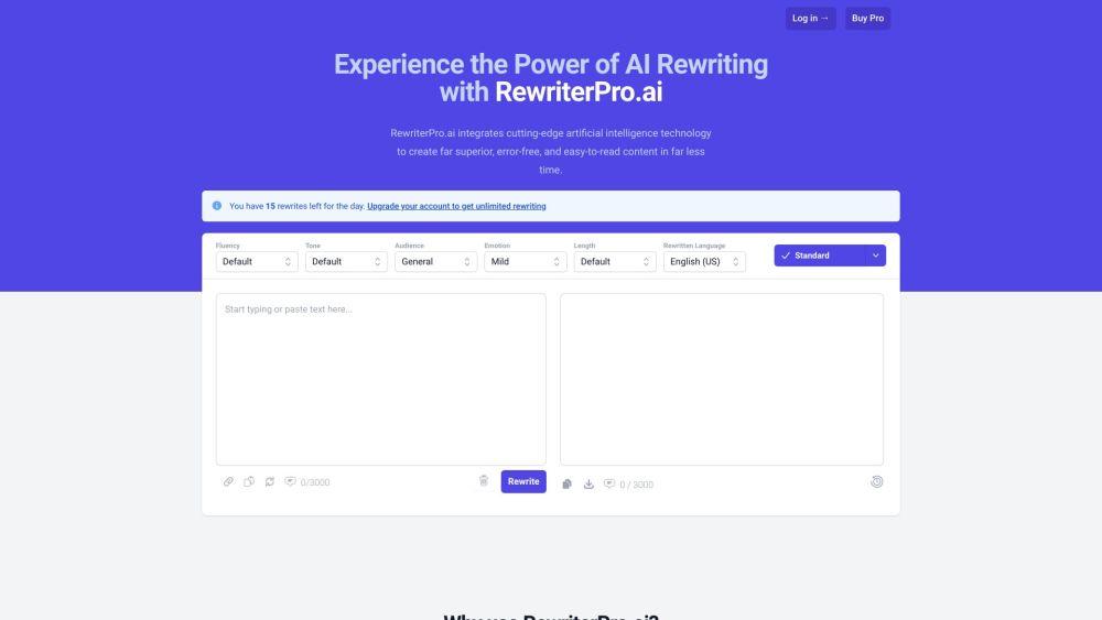 RewriterPro.ai - AI-Powered Text Rewriting Tool