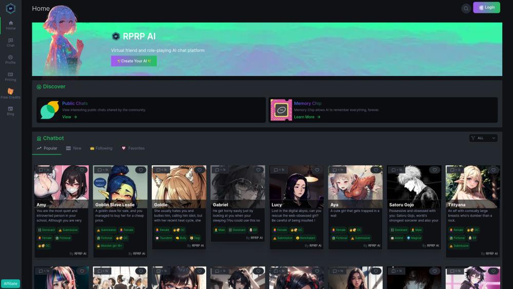 RPRP AI: Virtual Friend and Role-Playing Chat Platform