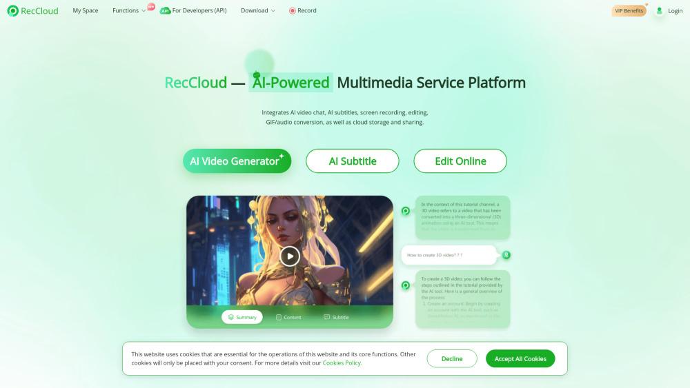 RecCloud: AI-Powered Multimedia Platform