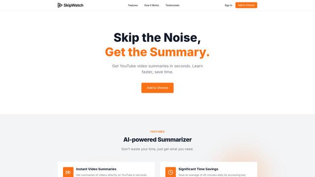 SkipWatch: AI YouTube Summarizer