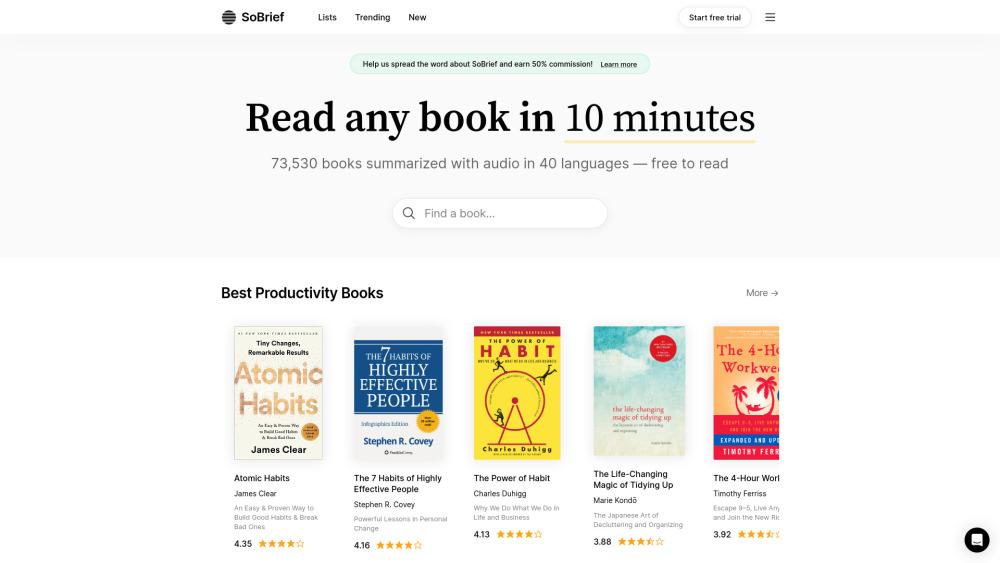 SoBrief.com - AI-Generated Book Summaries in Minutes