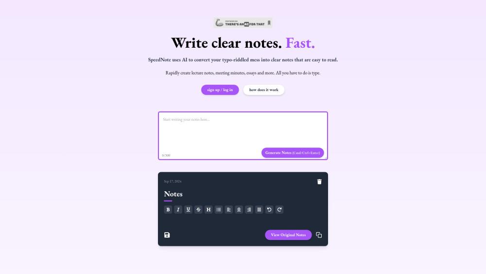 SpeedNote AI: AI-Powered Note-Taking Solution