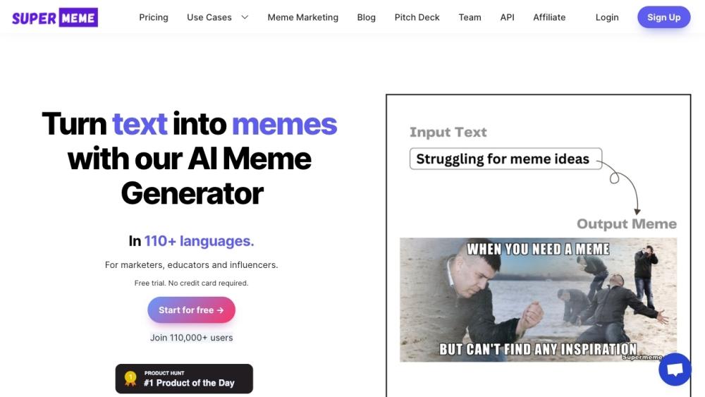 Supermeme.ai - AI Meme Generator in 110+ Languages