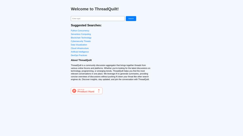 ThreadQuilt - AI Community Discussion Aggregator