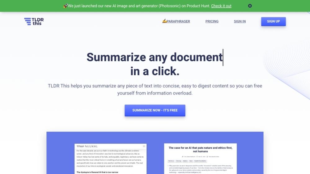 TLDR This - Article Summarizer & Online Text Summarizing Tool