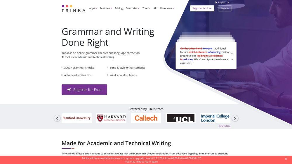 Trinka - AI Grammar Checker for Academic Writing