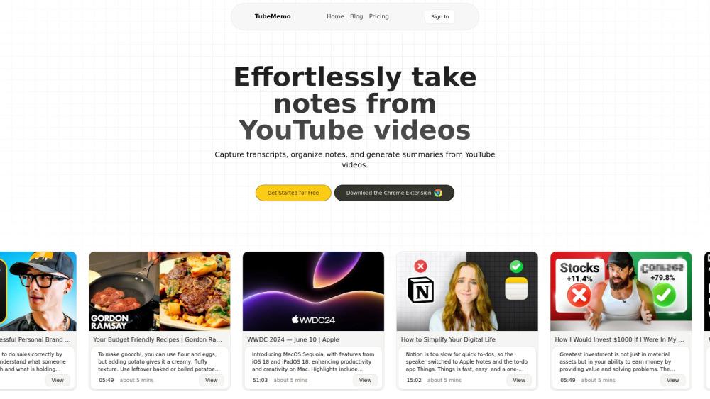 Tube Memo: Video Note-taking and Transcription Tool
