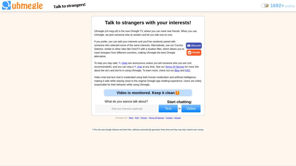Uhmegle - Anonymous Video and Text Chats with Strangers Globally