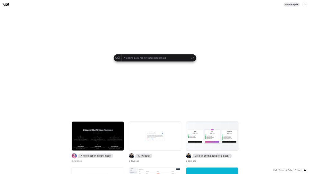 v0.dev - AI-Powered UI Generation Tool