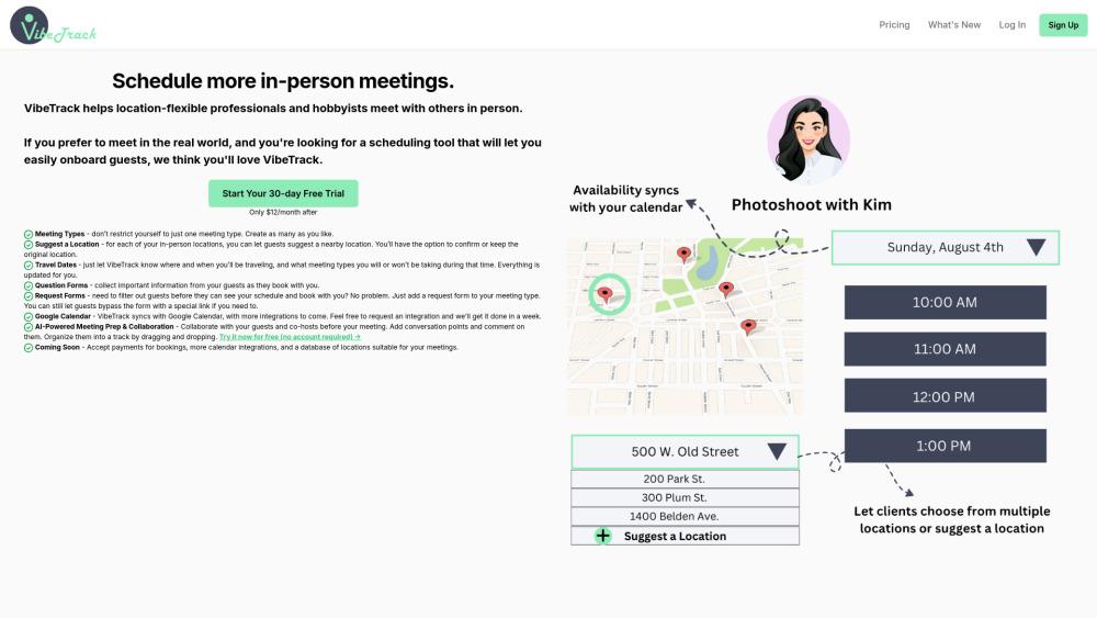 VibeTrack - Book In-Person Meetings with Ease