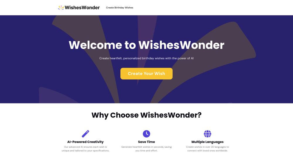WishesWonder: AI-Powered Birthday Wishes