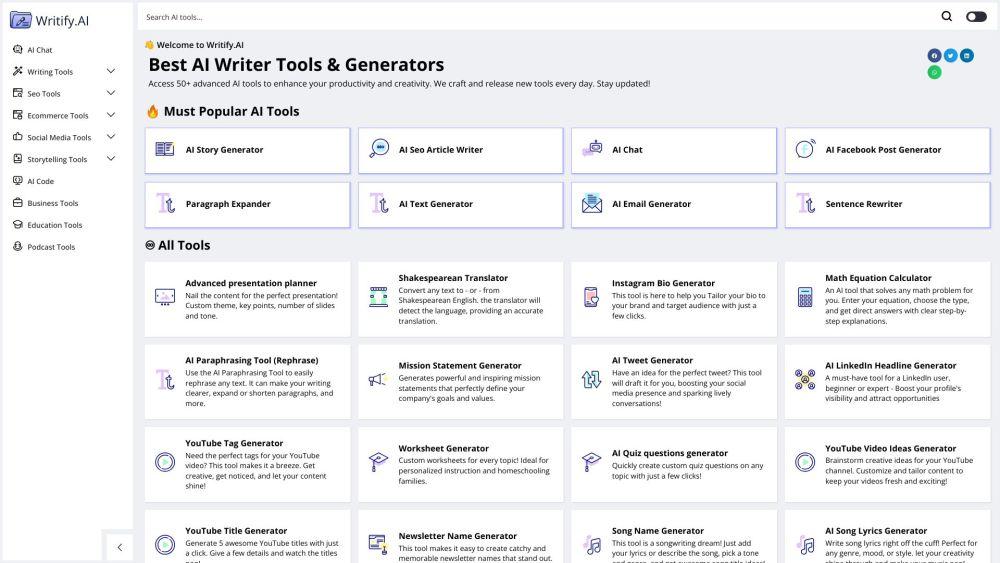 Writify.AI - AI-Powered Content Generation Tools